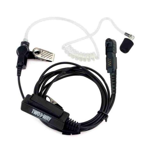 2-WIRE SURVEILLANCE STYLE Lapel Microphone with QD® QUICK-DISCONNECT. Includes Acoustic Tube earphone with Bud. Unique design with belt-mounted PTT. Also includes semi-custom Ear Mold.